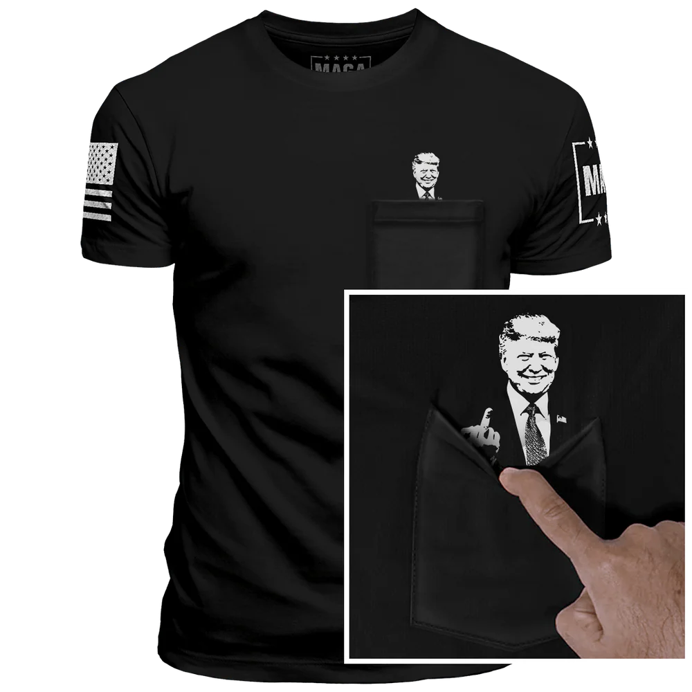 Trump Flipping the Bird Pocket T-Shirt