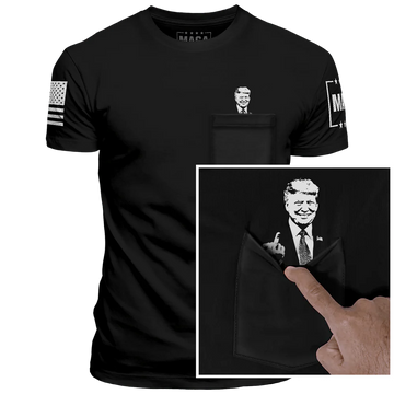 Trump Flipping the Bird Pocket T-Shirt